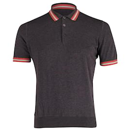 Brunello Cucinelli-Brunello Cucinelli Slim-Fit Short Sleeve Polo T-shirt in Grey Cotton -Grey