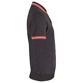 Brunello Cucinelli-Brunello Cucinelli Slim-Fit Short Sleeve Polo T-shirt in Grey Cotton-Grey