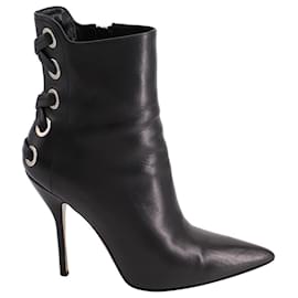 Paul Andrew-Paul Andrew Bayridge Corset Ankle Booties in Black Leather-Black