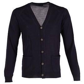 Lanvin Langarm-Cardigan aus marineblauer Merinowolle Blau Marineblau