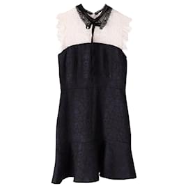 Sandro-Sandro Flavia Lace Brocade Mini Dress in Black Polyester-Black