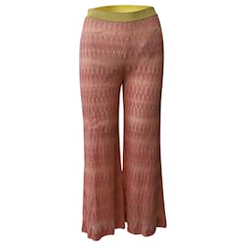 Missoni-Missoni Pants with Chevron Metallic Design in Pink Rayon-Pink