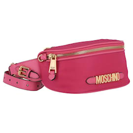 Moschino-Nylon Logo Belt Bag-Pink