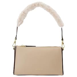 Autre Marque-Mini Prism Bag in Ivory Leather/Faux Fur-Beige