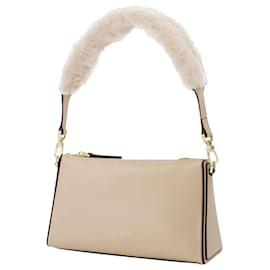 Autre Marque-Mini Prism Bag in Ivory Leather/Faux Fur-Beige