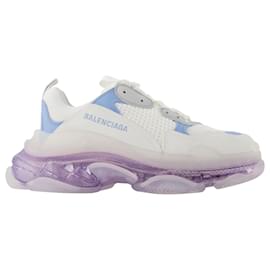 Balenciaga-Triple S Sneakers With Clear Sole in Tricolor, blue, GREY, Lilac-White