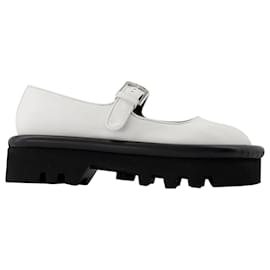 JW Anderson-Bumper Chunky Flats in White Leather-White