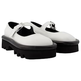 JW Anderson-Bumper Chunky Flats in White Leather-White