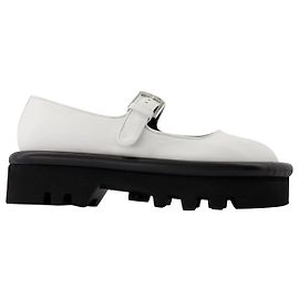 JW Anderson Chunky Flats Bumper en Cuero Blanco Blanco
