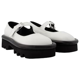 JW Anderson-Sapatilhas Chunky para choque em couro branco-Branco