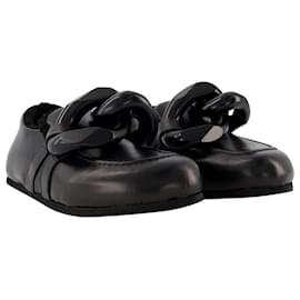 JW Anderson-Chain Loafers Close Back in Black Leather-Black