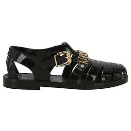 Moschino Jelly Charm-Logo-Sandalen Schwarz
