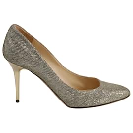Jimmy Choo-Jimmy Choo Abel Pointed Toe Pumps in Gold Leather -Golden