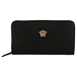 Versace La Medusa Leather Continental Wallet Black