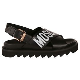 Sandali Moschino in pelle con logo Nero