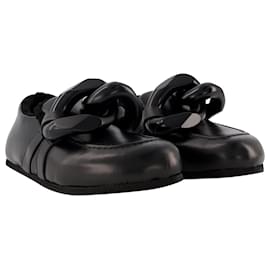 JW Anderson-Chain Loafers Close Back in Black Leather-Black