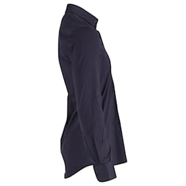 Prada-Prada Classic Button Front Long Sleeve T-shirt in Navy Blue Cotton -Blue,Navy blue