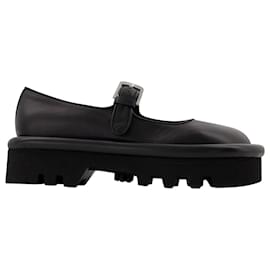 JW Anderson-Bumper Chunky Mary Janes in Black Leather-Black