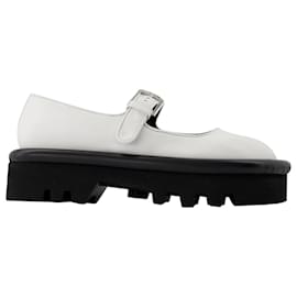 JW Anderson-Bumper Chunky Flats in White Leather-White