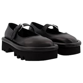 JW Anderson-Bumper Chunky Mary Janes in Black Leather-Black