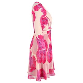 Diane Von Furstenberg-Diane Von Furstenberg Floral Wrap Dress in Pink Silk-Pink