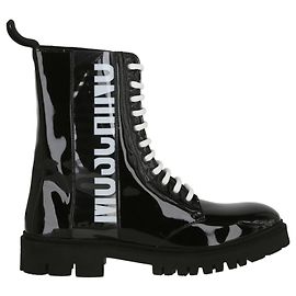Moschino Botas de combate de charol Negro