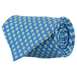 Salvatore Ferragamo-Soccer Ball Print Silk Tie-Blue