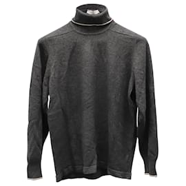 Ermenegildo Zegna-Ermenegildo Zegna Turtleneck Sweater in Dark Grey Wool-Grey