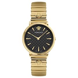 Versace-V-Circle Logomania Bracelet Watch-Golden,Metallic
