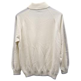 Ermenegildo Zegna-Ermenegildo Zegna Three Quarter Zip Sweater in Beige Wool-Beige