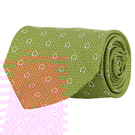 Salvatore Ferragamo-Salvatore Ferragamo Gancini Rope Print Silk Tie-Orange