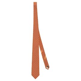 Salvatore Ferragamo-Cravate Gancini en soie à imprimé corde-Orange