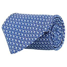 Salvatore Ferragamo-Cravate en soie à imprimé moineau-Bleu