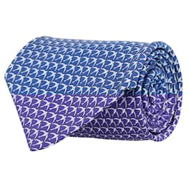 Salvatore Ferragamo-Sparrow Print Silk Tie-Blue