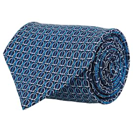 Salvatore Ferragamo-Cravate en soie à motif Gancini-Bleu