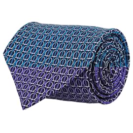 Salvatore Ferragamo-Gancini Motif Silk Tie-Blue