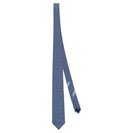 Salvatore Ferragamo-Gancini Motif Silk Tie-Blue