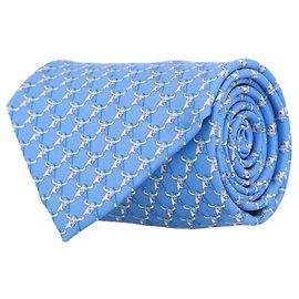 Salvatore Ferragamo Cravate en soie à imprimé taureau Bleu