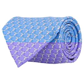 Salvatore Ferragamo-Bull Print Silk Tie-Blue