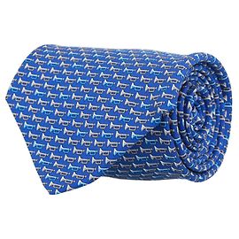 Salvatore Ferragamo Cravate en soie à imprimé trompette Bleu