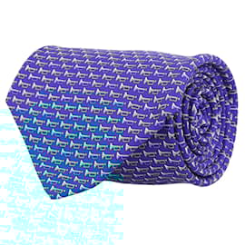 Salvatore Ferragamo-Trumpet Print Silk Tie-Blue