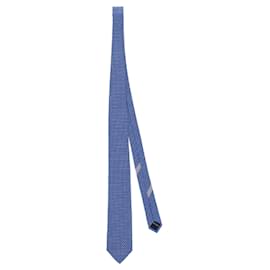Salvatore Ferragamo-Trumpet Print Silk Tie-Blue