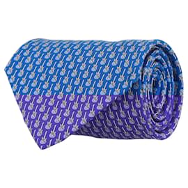 Salvatore Ferragamo-Salvatore Ferragamo Guitar Print Silk Tie-Blue