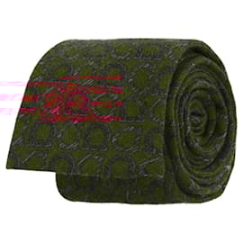 Salvatore Ferragamo-Salvatore Ferragamo Gancini Print Wool Tie-Red