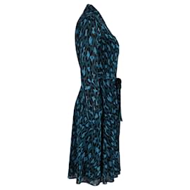 Diane Von Furstenberg-Diane Von Furstenberg Dory Leopard Print Dress in Turquoise Viscose-Other