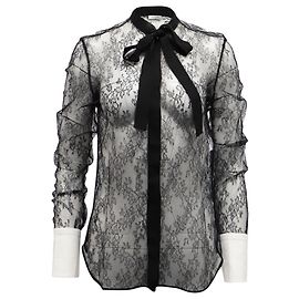 Valentino Garavani Transparente Spitzenbluse aus schwarzer Seide Schwarz