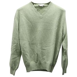 Ermenegildo Zegna Pullover mit V-Ausschnitt aus hellgrünem Kaschmir Grün