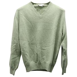 Ermenegildo Zegna-Ermenegildo Zegna V-Neck Sweater in Light Green Cashmere-Green