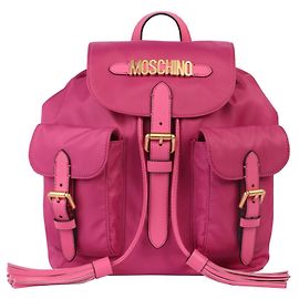 Moschino Nylon Logo Plaque Backpack Pink
