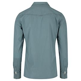 Bottega Veneta-Long Sleeve Denim Shirt-Blue